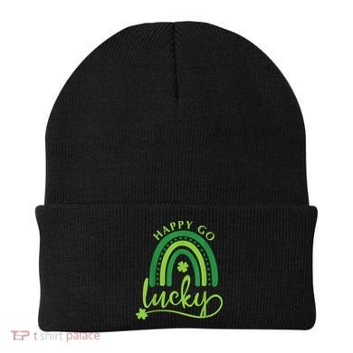 Happy Go Lucky Rainbow Shamrock St Patrick's Day Beanie