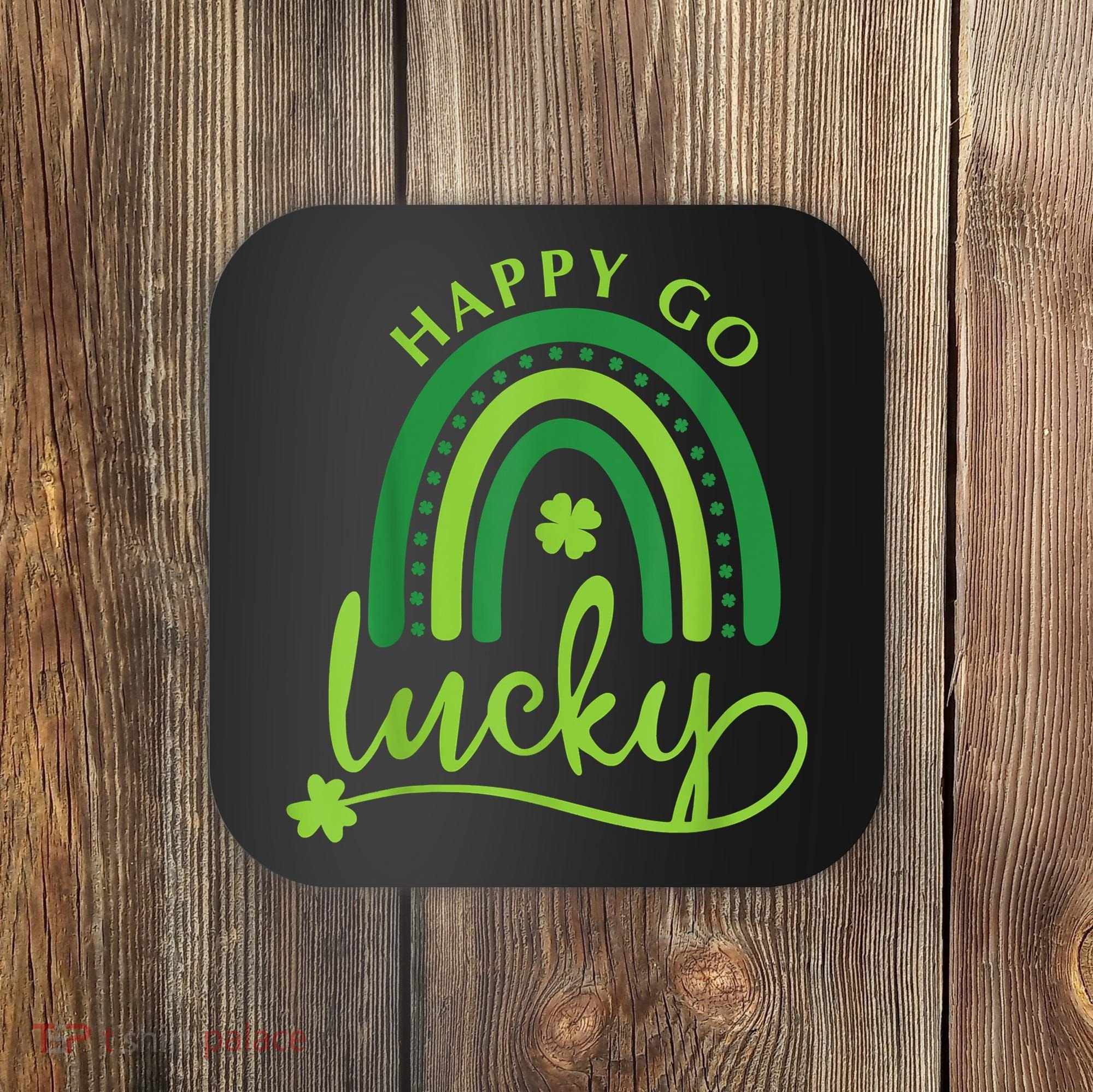 Happy Go Lucky Rainbow Shamrock St Patrick's Day Coaster