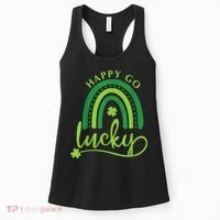 Happy Go Lucky Rainbow Shamrock St Patrick's Day Women's Tank Top thumb 0