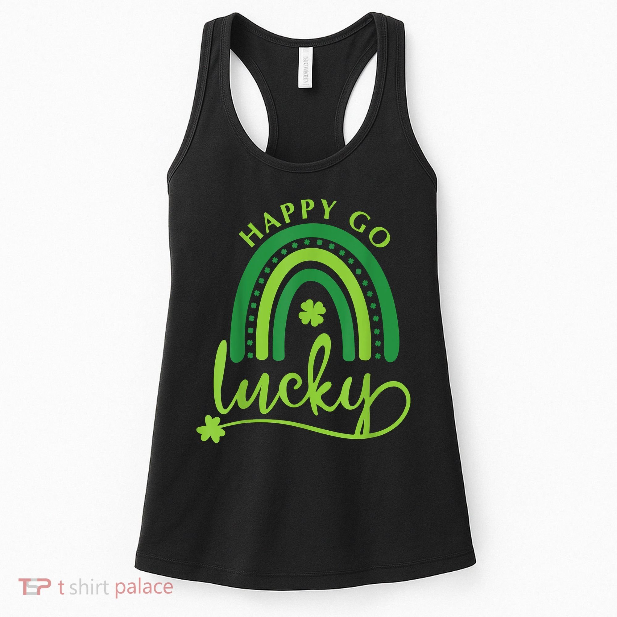 Happy Go Lucky Rainbow Shamrock St Patrick's Day Women's Tank Top