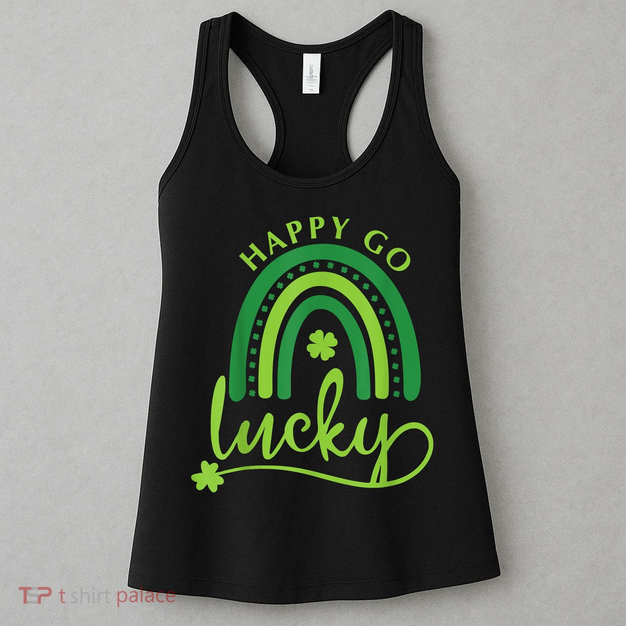 Happy Go Lucky Rainbow Shamrock St Patrick's Day Women's Tank Top