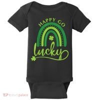 Happy Go Lucky Rainbow Shamrock St Patrick's Day Baby Bodysuit thumb 0