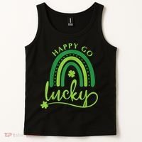 Happy Go Lucky Rainbow Shamrock St Patrick's Day Tank Top thumb 2
