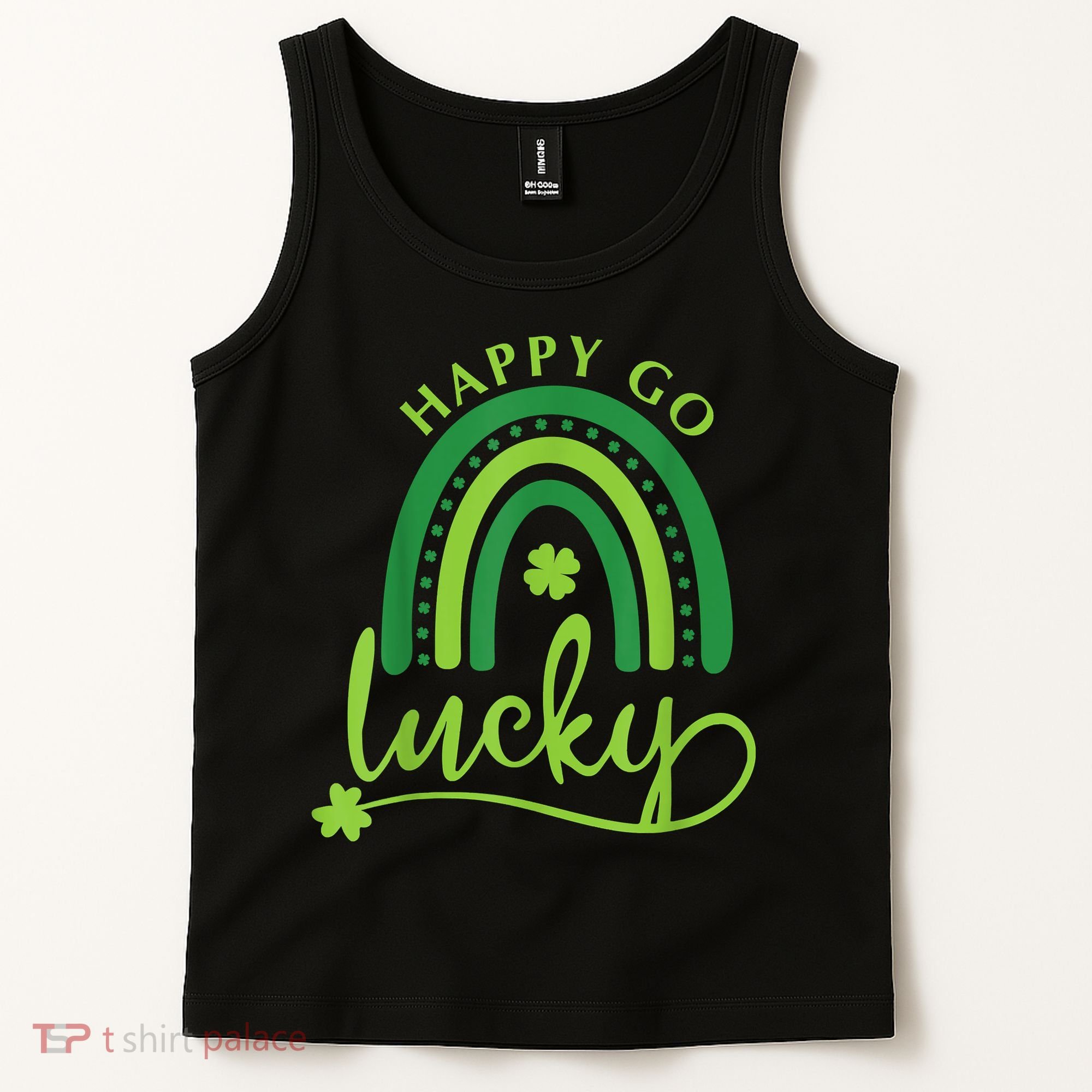 Happy Go Lucky Rainbow Shamrock St Patrick's Day Tank Top
