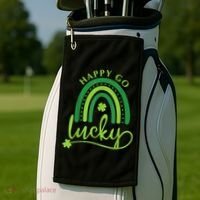 Happy Go Lucky Rainbow Shamrock St Patrick's Day Golf Towel thumb 2