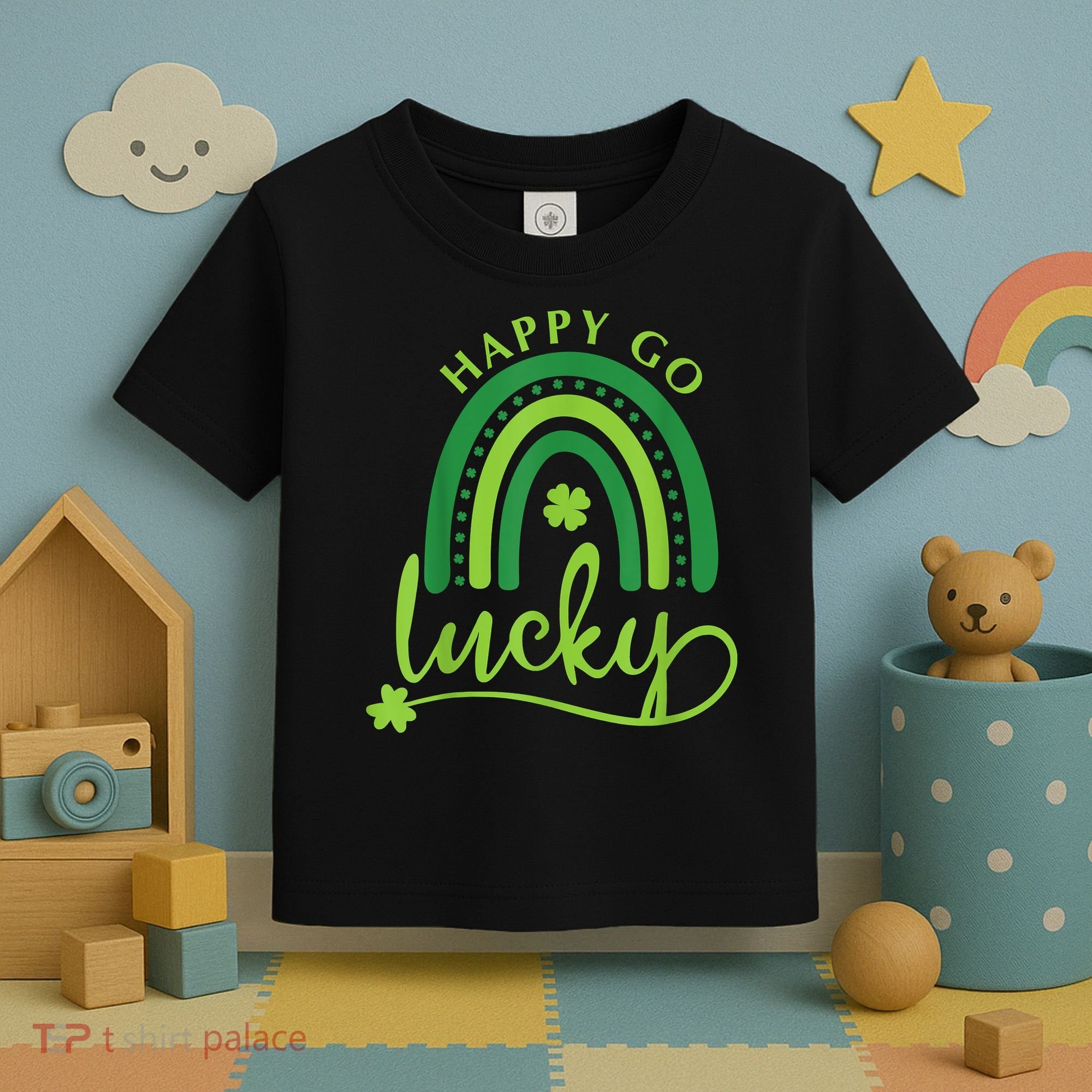 Happy Go Lucky Rainbow Shamrock St Patrick's Day Toddler T-Shirt