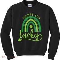 Happy Go Lucky Rainbow Shamrock St Patrick's Day Kids Sweatshirt thumb 0