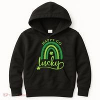 Happy Go Lucky Rainbow Shamrock St Patrick's Day Kids Hoodie thumb 0