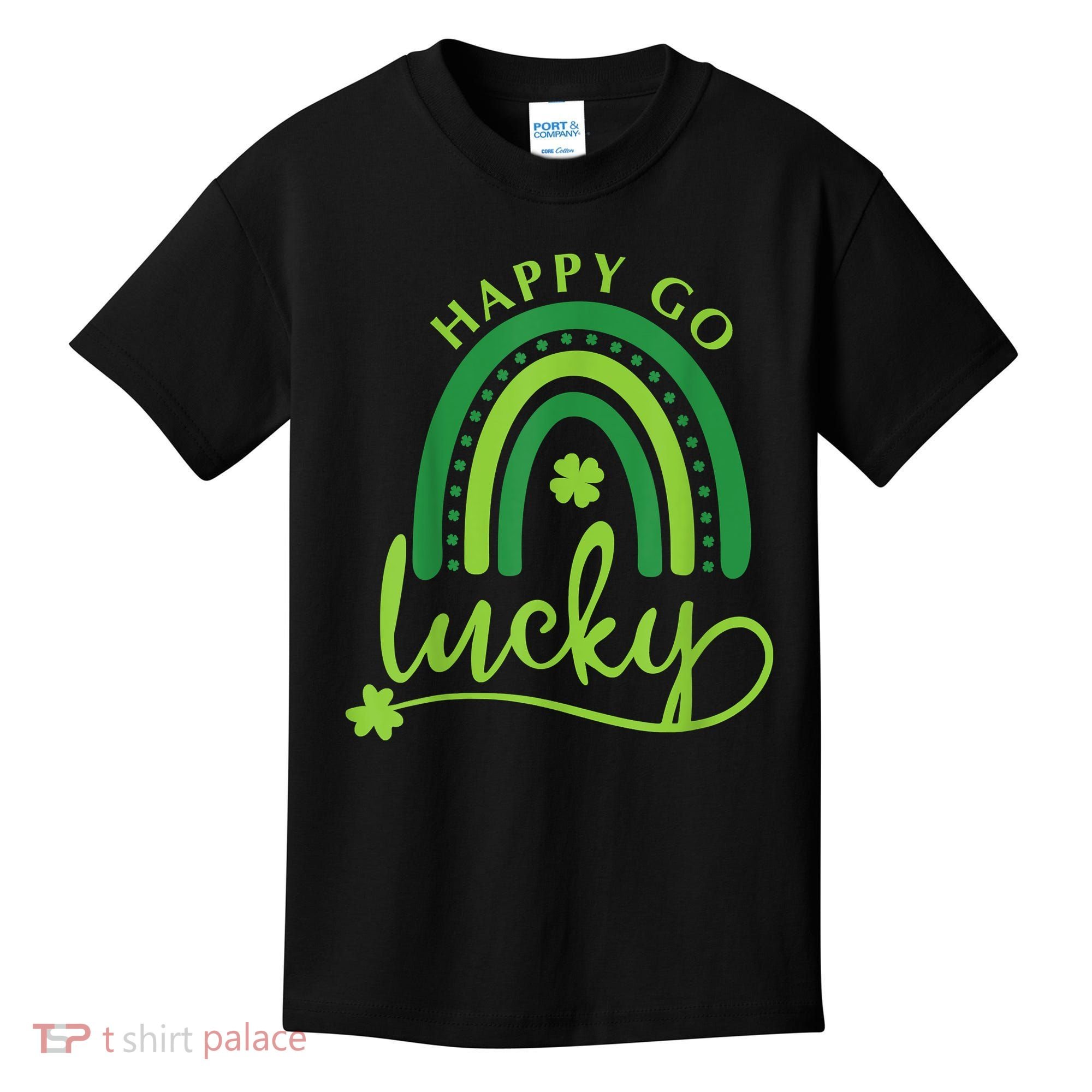 Happy Go Lucky Rainbow Shamrock St Patrick's Day Kids T-Shirt