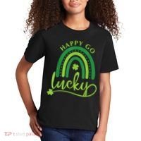 Happy Go Lucky Rainbow Shamrock St Patrick's Day Kids T-Shirt thumb 2