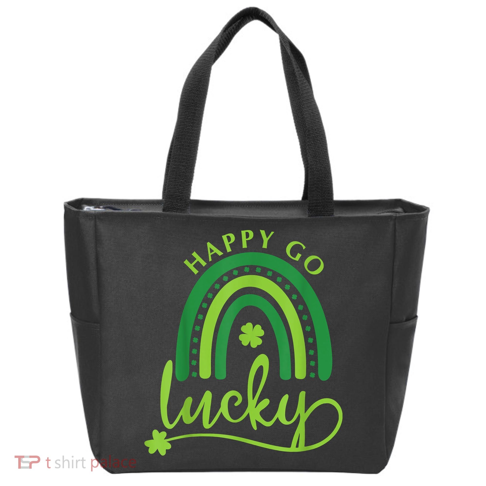 Happy Go Lucky Rainbow Shamrock St Patrick's Day Tote Bag
