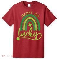 Happy Go Lucky Rainbow Shamrock St Patrick's Day T-Shirt thumb 0