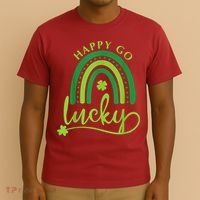 Happy Go Lucky Rainbow Shamrock St Patrick's Day T-Shirt thumb 3
