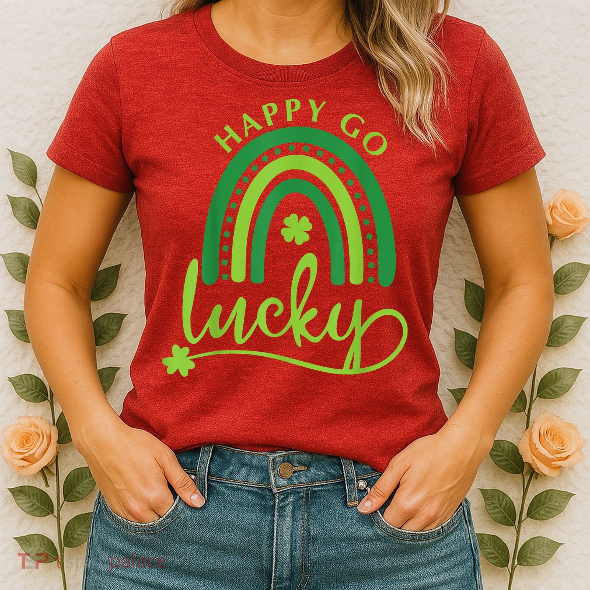 Happy Go Lucky Rainbow Shamrock St Patrick's Day Women's T-Shirt