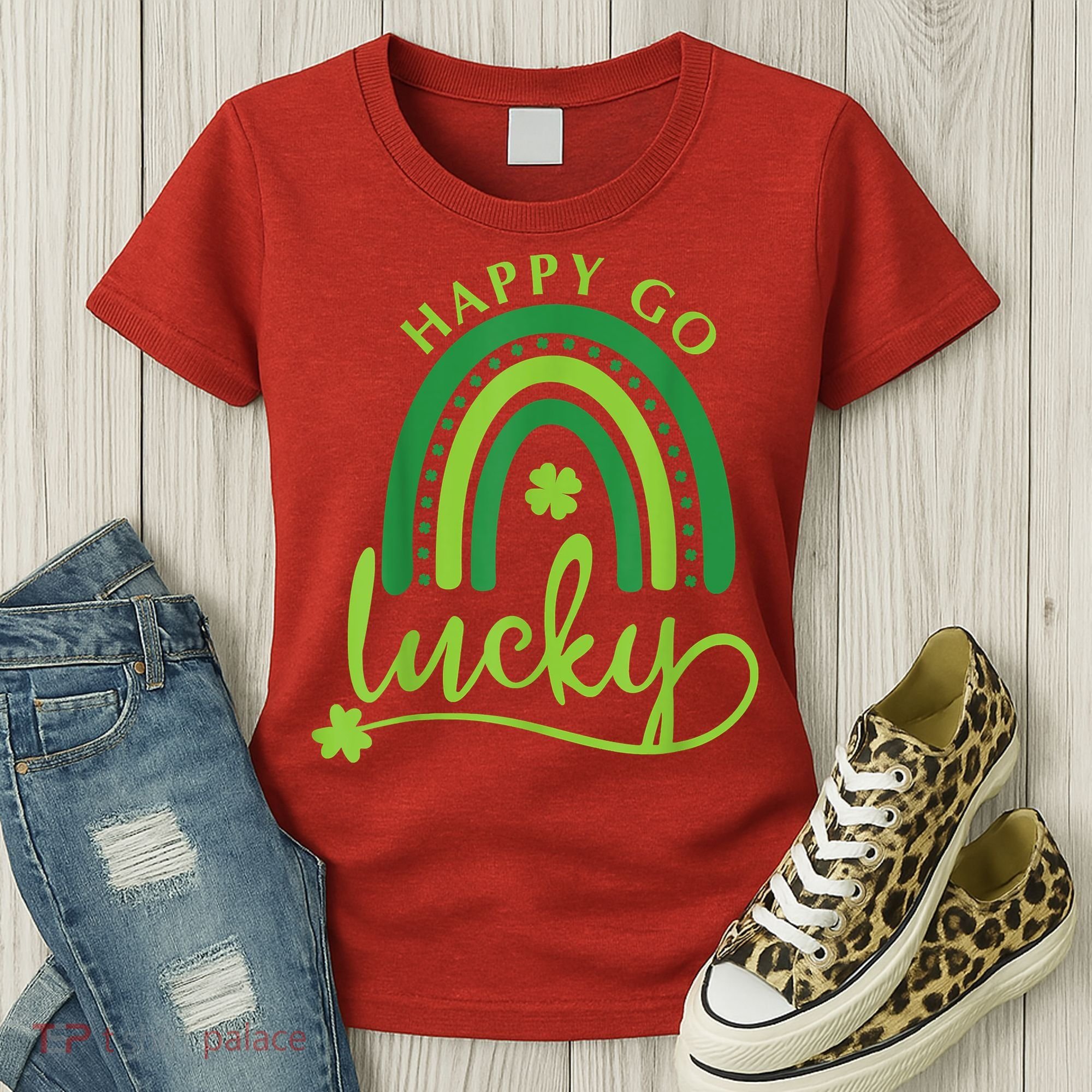 Happy Go Lucky Rainbow Shamrock St Patrick's Day Women's T-Shirt
