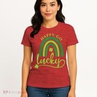 Happy Go Lucky Rainbow Shamrock St Patrick's Day Women's T-Shirt thumb 4