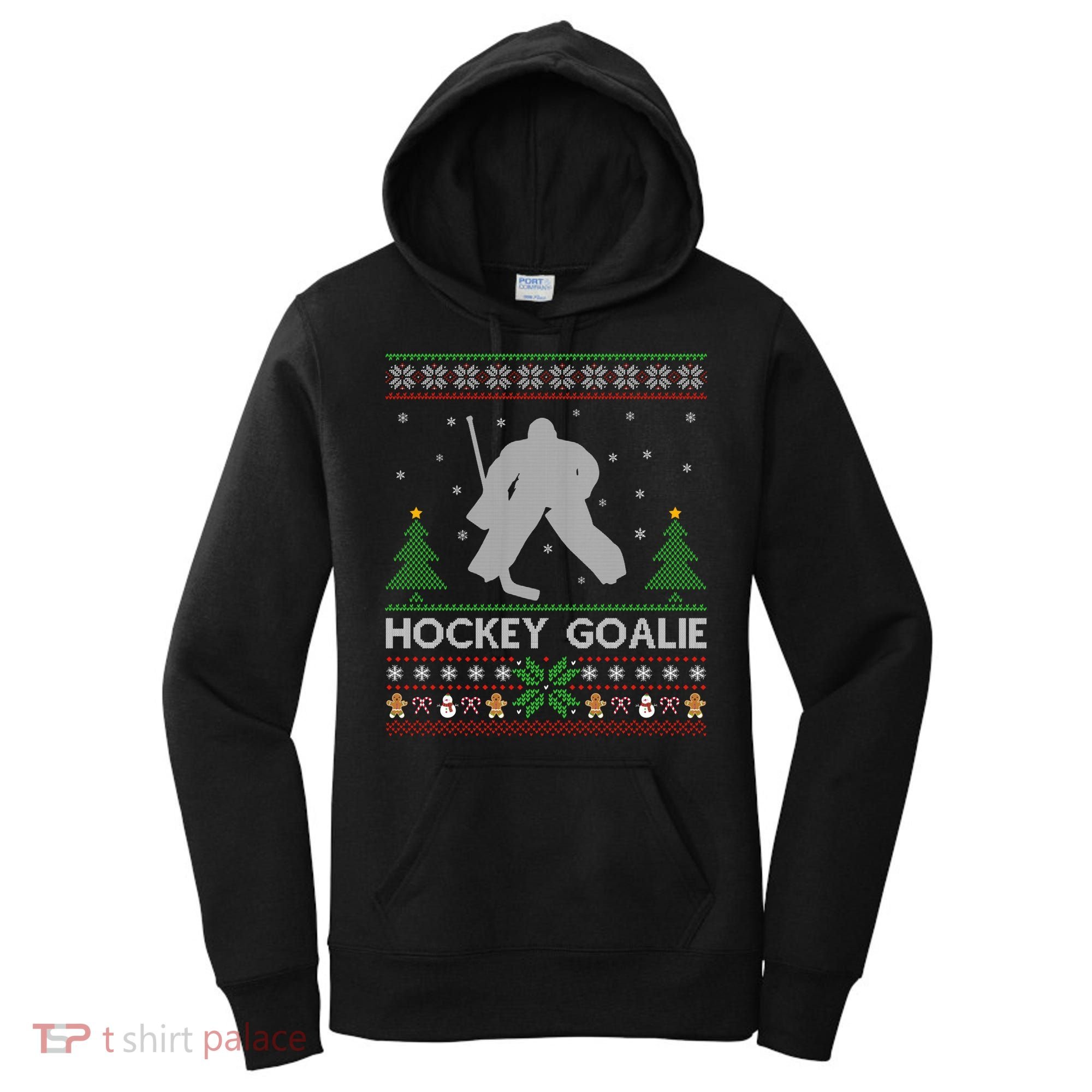 Hockey Goaltender Lover Ugly Hockey Goaltender Christmas Funny Gift Women's Hoodie