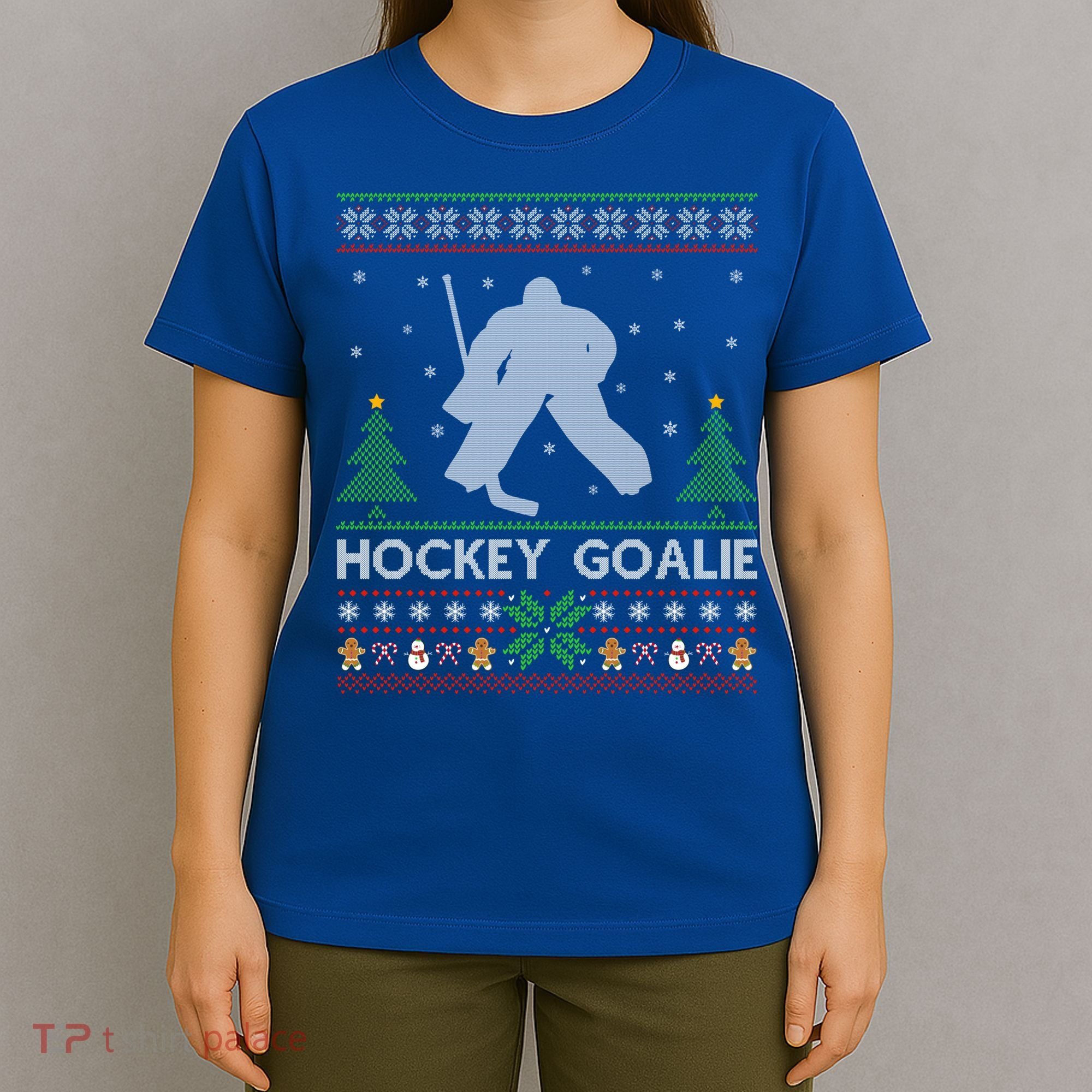Hockey Goaltender Lover Ugly Hockey Goaltender Christmas Funny Gift T-Shirt