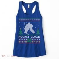 Hockey Goaltender Lover Ugly Hockey Goaltender Christmas Funny Gift Women's Tank Top thumb 0