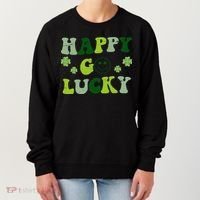Happy Go Lucky Retro Hippie St Patrick's Day Women's Sweatshirt thumb 0
