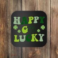 Happy Go Lucky Retro Hippie St Patrick's Day Coaster thumb 0