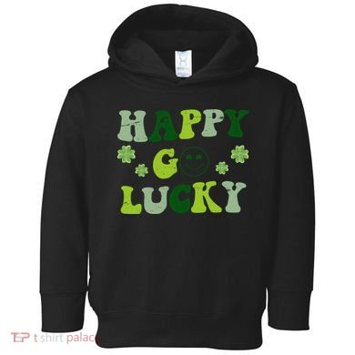 Happy Go Lucky Retro Hippie St Patrick's Day Toddler Hoodie