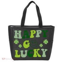 Happy Go Lucky Retro Hippie St Patrick's Day Tote Bag thumb 0