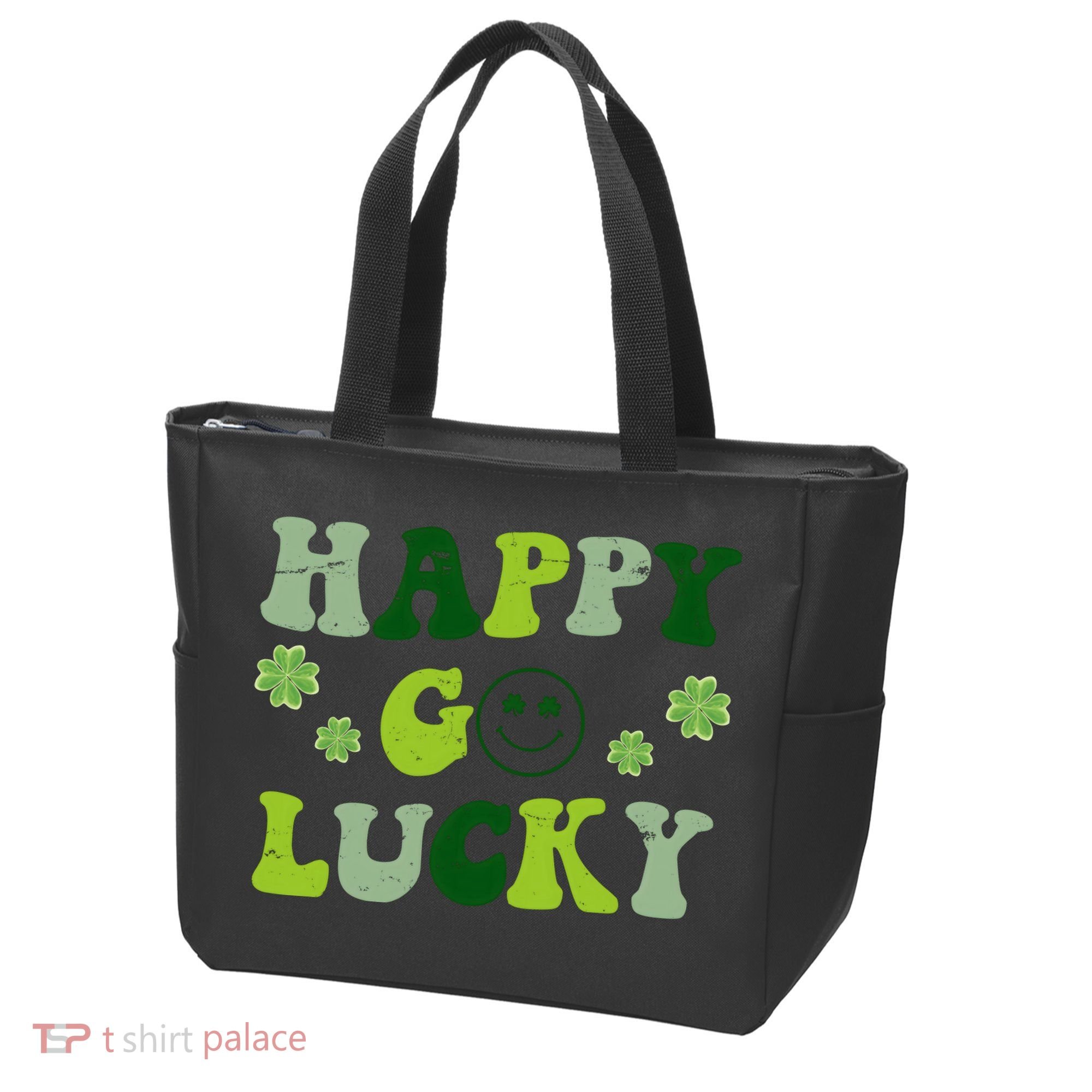 Happy Go Lucky Retro Hippie St Patrick's Day Tote Bag