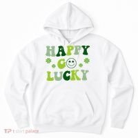 Happy Go Lucky Retro Hippie St Patrick's Day Hoodie thumb 0