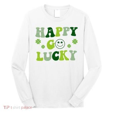 Happy Go Lucky Retro Hippie St Patrick's Day Long Sleeve Shirt