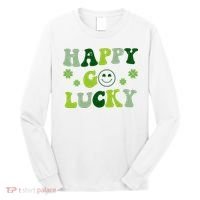Happy Go Lucky Retro Hippie St Patrick's Day Long Sleeve Shirt thumb 0