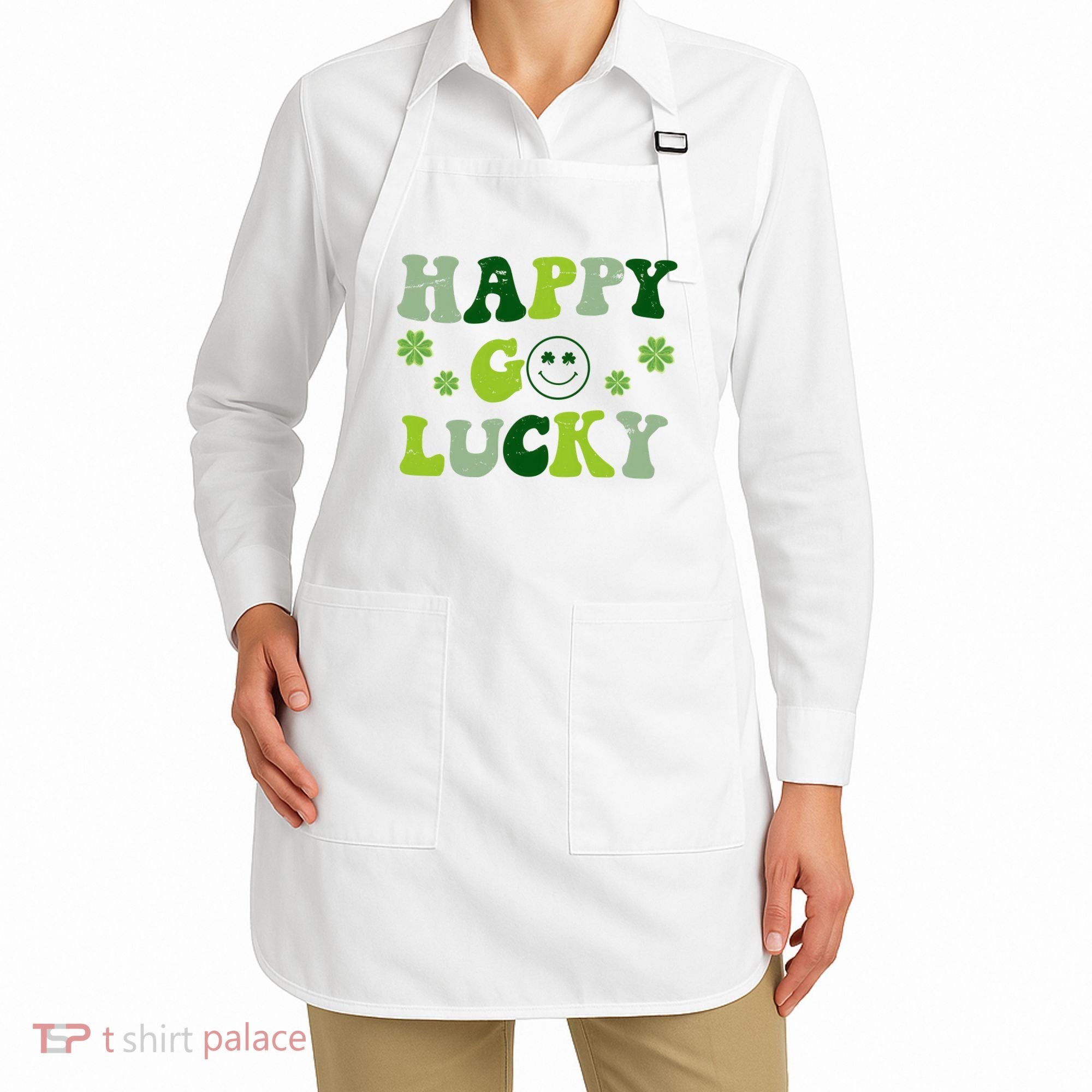 Happy Go Lucky Retro Hippie St Patrick's Day Apron