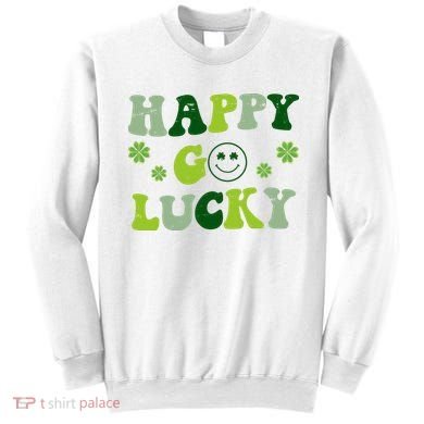 Happy Go Lucky Retro Hippie St Patrick's Day Sweatshirt