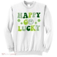 Happy Go Lucky Retro Hippie St Patrick's Day Sweatshirt thumb 0