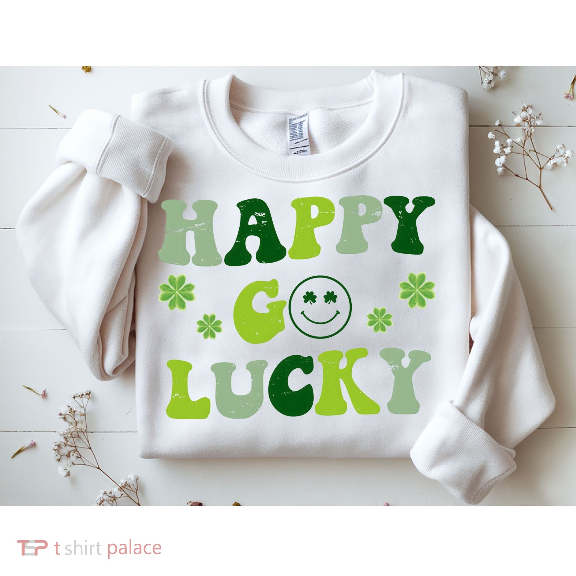 Happy Go Lucky Retro Hippie St Patrick's Day Sweatshirt
