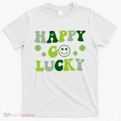 Happy Go Lucky Retro Hippie St Patrick's Day T-Shirt