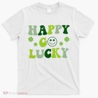 Happy Go Lucky Retro Hippie St Patrick's Day T-Shirt thumb 0