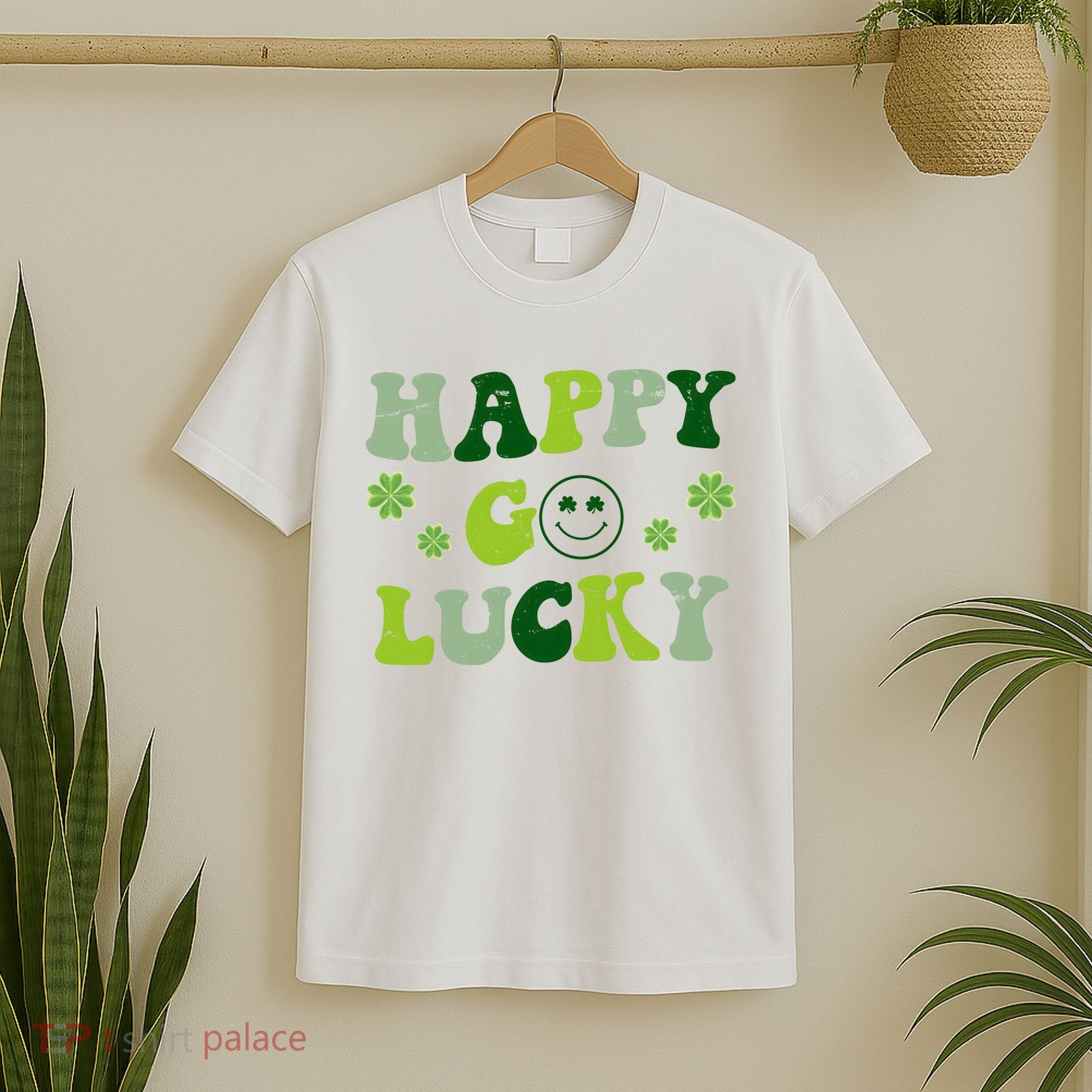 Happy Go Lucky Retro Hippie St Patrick's Day T-Shirt