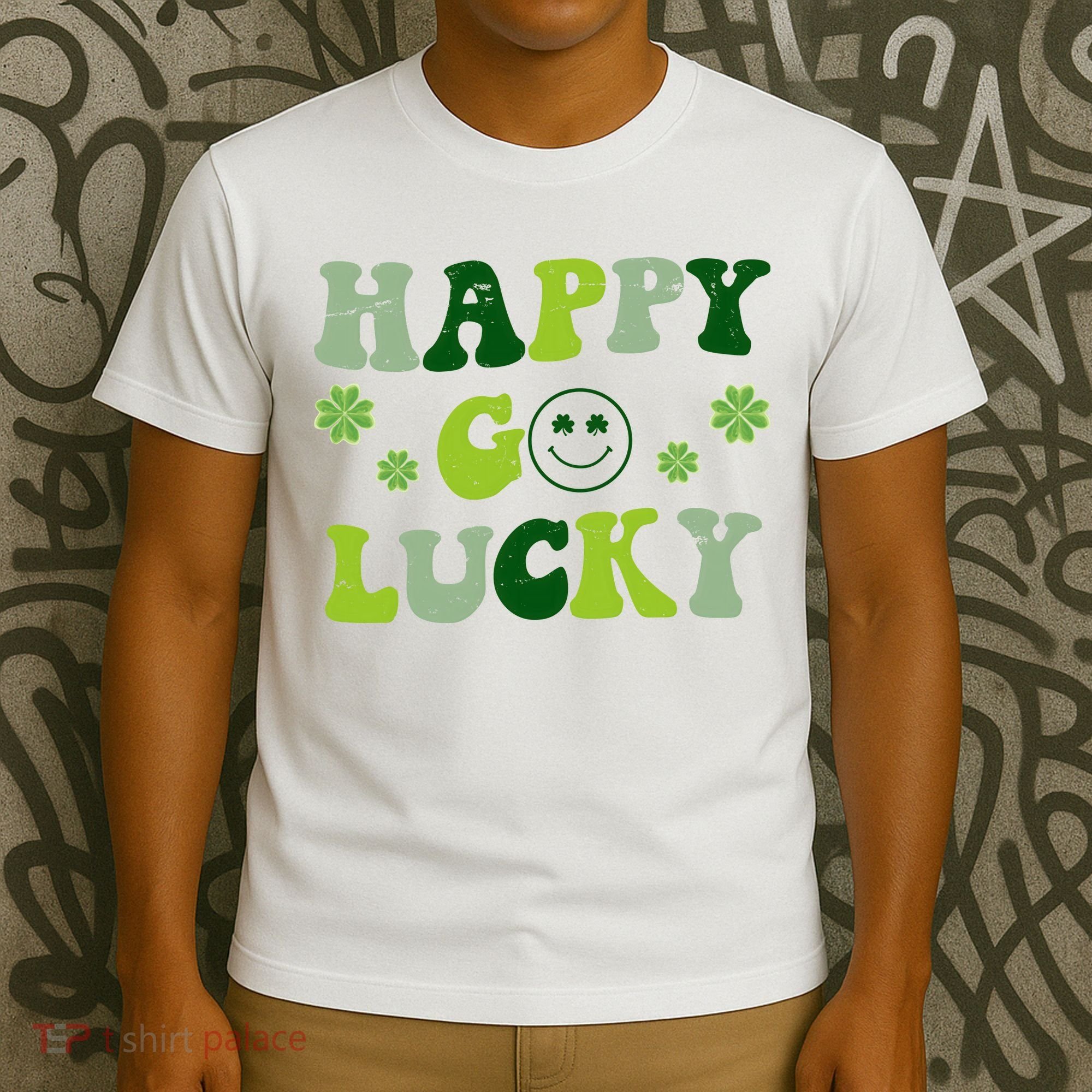 Happy Go Lucky Retro Hippie St Patrick's Day T-Shirt