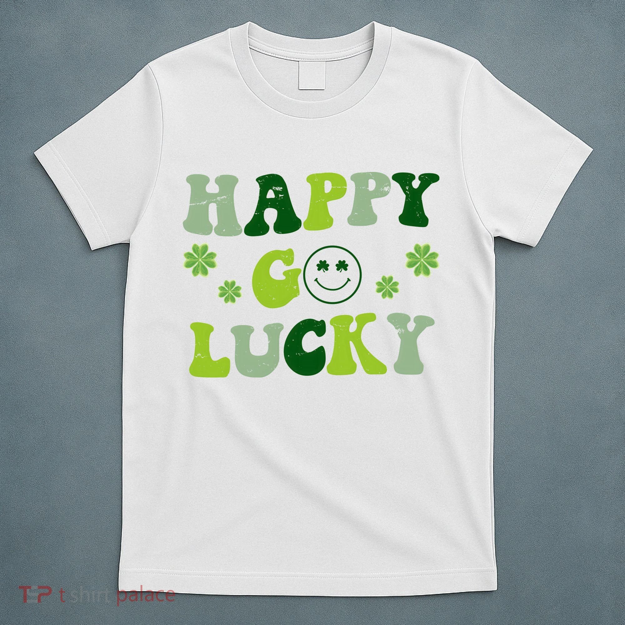 Happy Go Lucky Retro Hippie St Patrick's Day T-Shirt