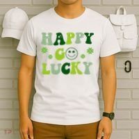 Happy Go Lucky Retro Hippie St Patrick's Day T-Shirt thumb 6