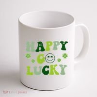 Happy Go Lucky Retro Hippie St Patrick's Day Coffee Mug thumb 1