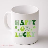 Happy Go Lucky Retro Hippie St Patrick's Day Coffee Mug thumb 0