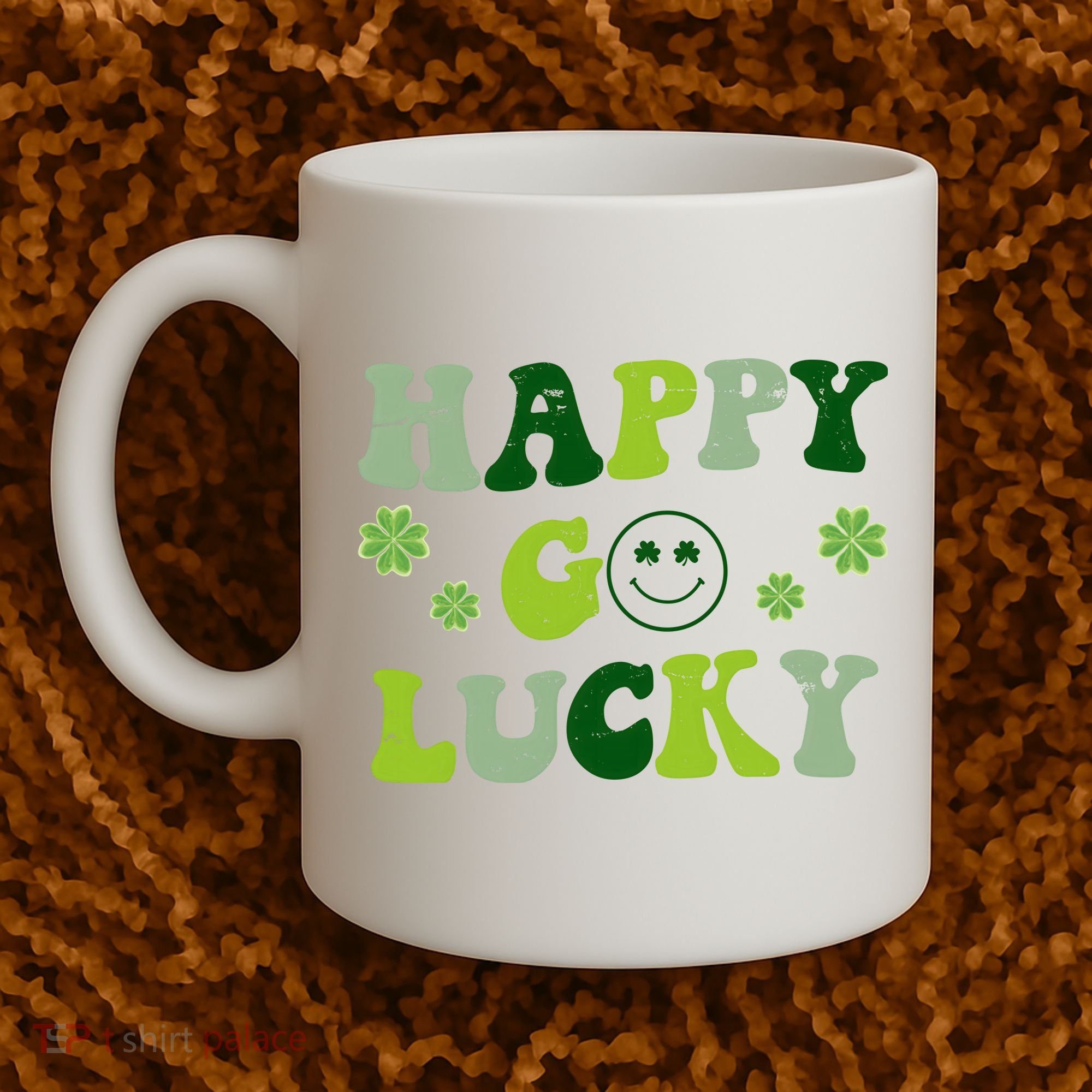 Happy Go Lucky Retro Hippie St Patrick's Day Coffee Mug