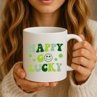 Happy Go Lucky Retro Hippie St Patrick's Day Coffee Mug thumb 3