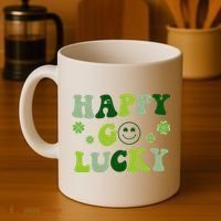 Happy Go Lucky Retro Hippie St Patrick's Day Coffee Mug thumb 4