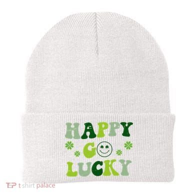 Happy Go Lucky Retro Hippie St Patrick's Day Beanie
