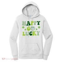 Happy Go Lucky Retro Hippie St Patrick's Day Women's Hoodie thumb 0