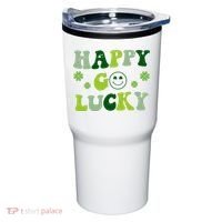 Happy Go Lucky Retro Hippie St Patrick's Day Tumbler thumb 0