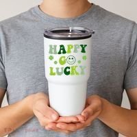 Happy Go Lucky Retro Hippie St Patrick's Day Tumbler thumb 2